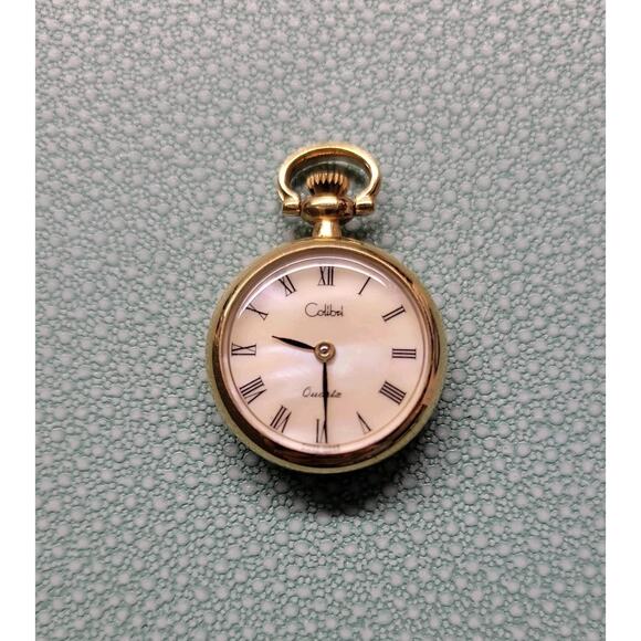 Vintage Colibri Pocket Pendant Quartz Watch Swiss Mother of Pearl - Picture 1 of 4